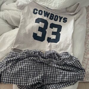 Brandy Melville Navy Cowboys Graphic Tee & Brandy Microshorts